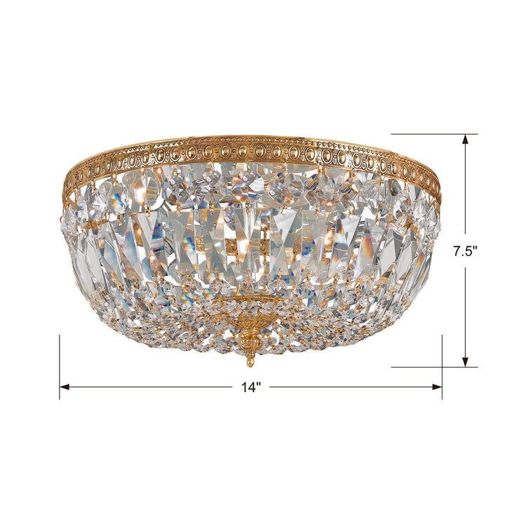 Crystorama - 714-OB-CL-SAQ - Three Light Flush Mount - Waltham - Olde Brass