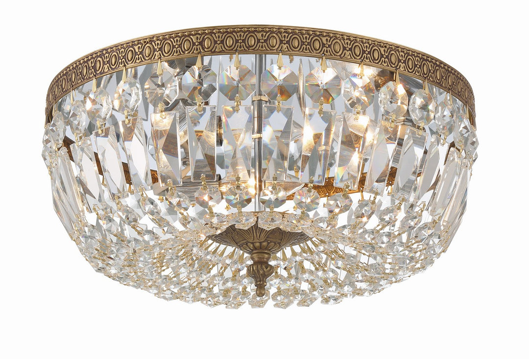 Crystorama - 714-OB-CL-SAQ - Three Light Flush Mount - Waltham - Olde Brass
