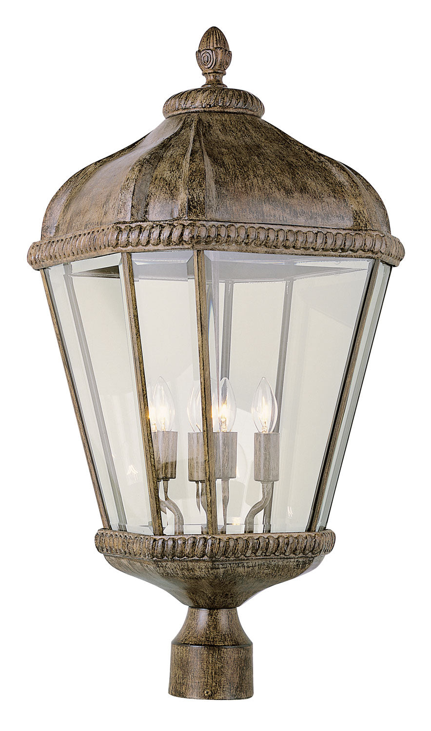 Covington Four Light Postmount Lantern in Burnished Rust - available from The Lighting Shoppe, trusted by Canadian homeowners