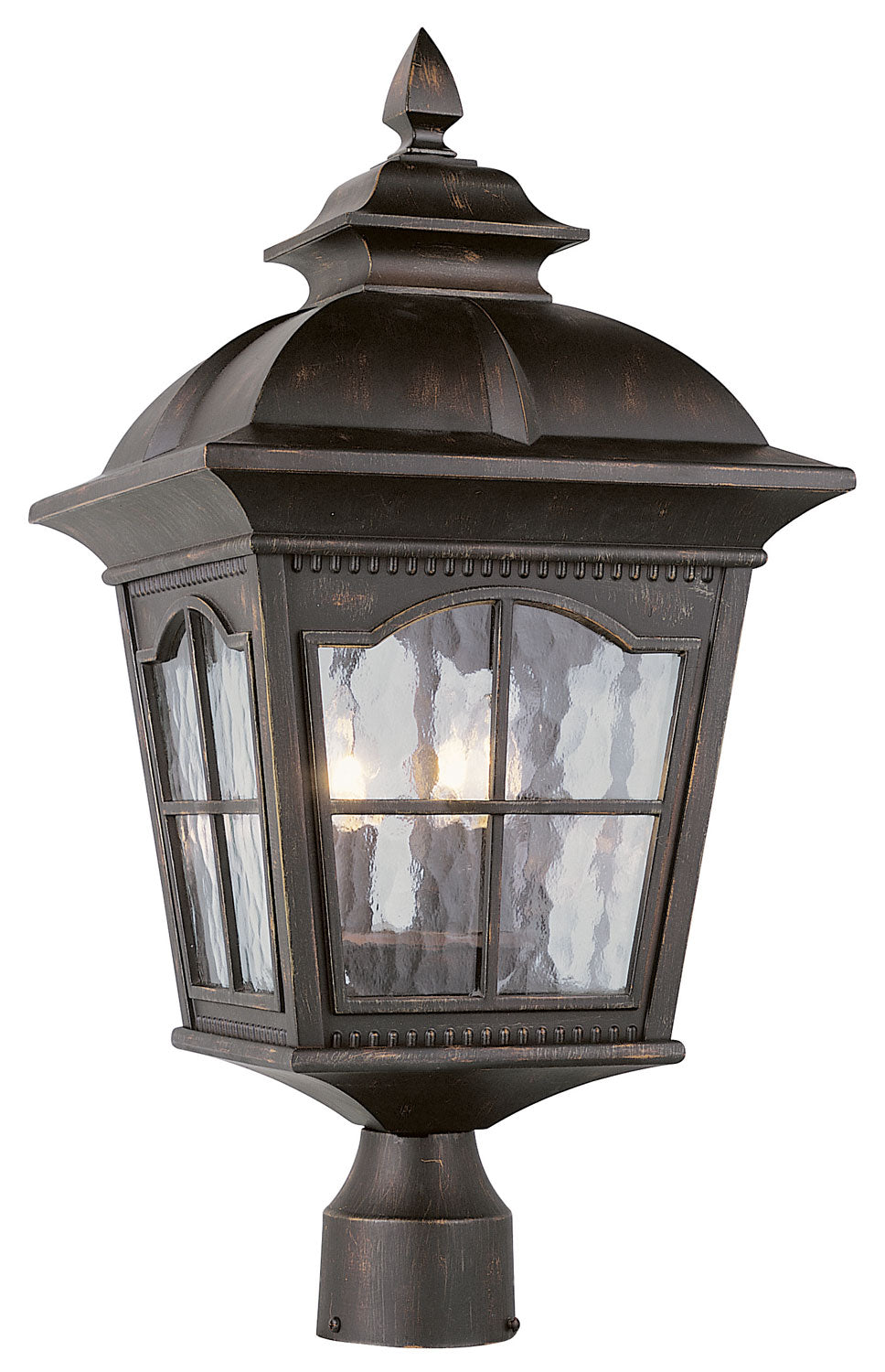 Briarwood Three Light Postmount Lantern in Antique Rust - available from The Lighting Shoppe, trusted by Canadian homeowners