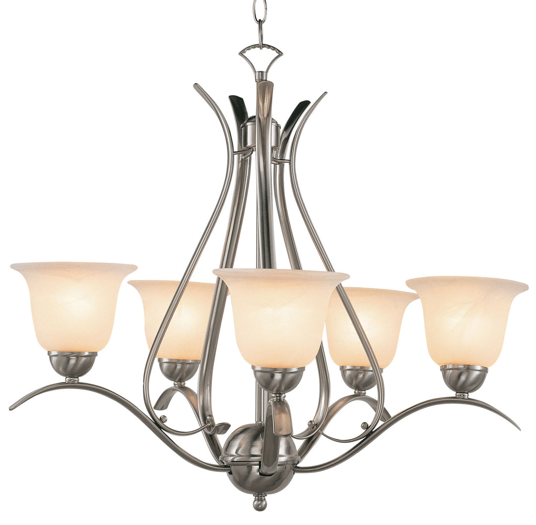 Aspen Five Light Chandelier in Brushed Nickel - available from The Lighting Shoppe, trusted by Canadian homeowners
