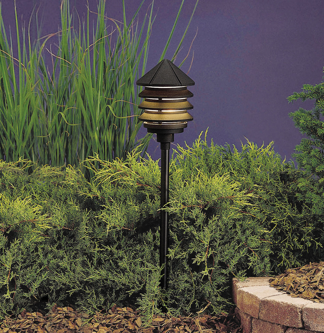 Kichler Canada - 15205BKT - One Light Path & Spread - Six Groove - Textured Black