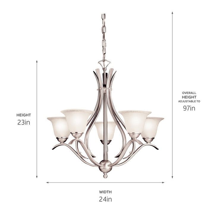 Kichler Canada - 2020NI - Five Light Chandelier - Dover - Brushed Nickel