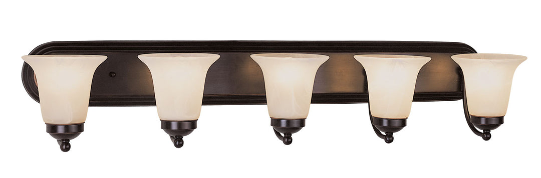 Rusty Five Light Vanity Bar in Rubbed Oil Bronze - available from The Lighting Shoppe, trusted by Canadian homeowners