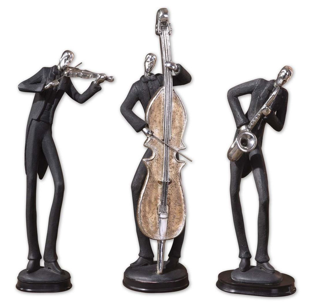 Musicians Figurines, Set/3 in Silver - available from The Lighting Shoppe, trusted by Canadian homeowners