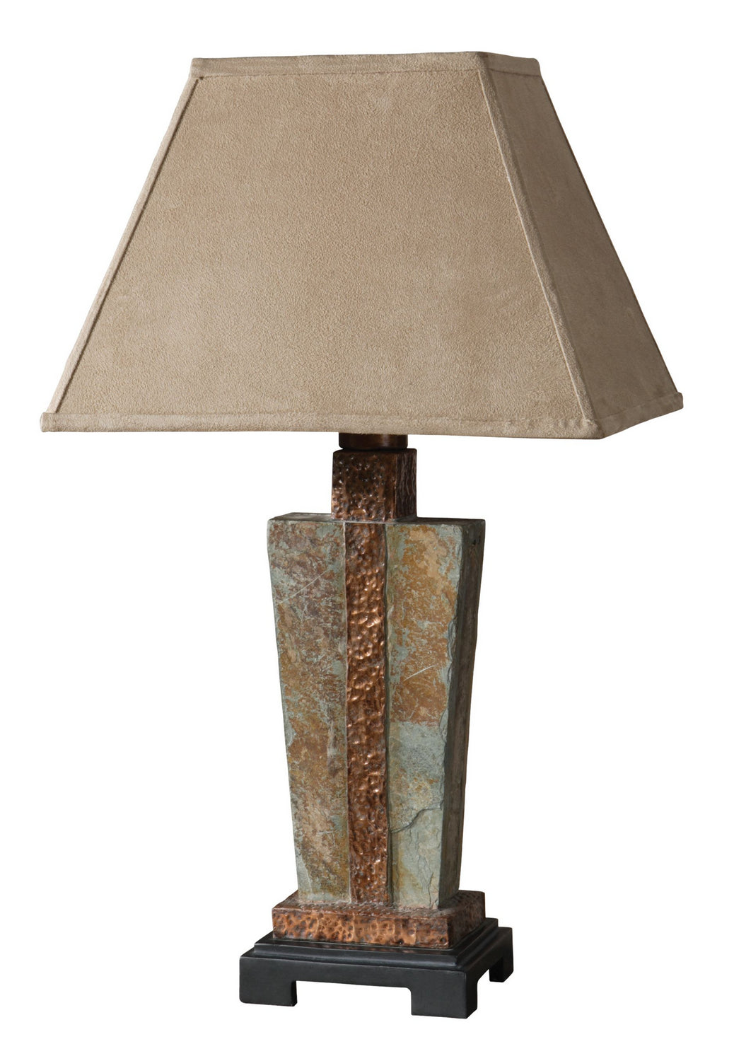 Slate One Light Table Lamp in Slate w/Hammered Copper - available from The Lighting Shoppe, trusted by Canadian homeowners