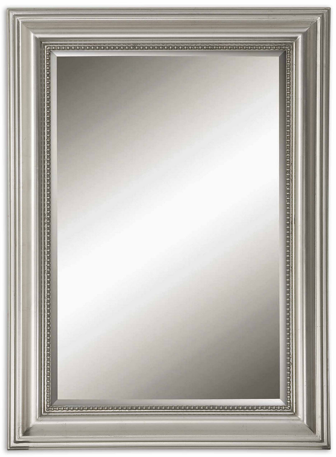 Stuart Silver Mirror in Metallic Silver Leaf w/Light Gray Glaze - available from The Lighting Shoppe, trusted by Canadian homeowners