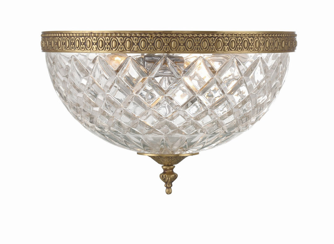 Ceiling Mount Three Light Flush Mount in Olde Brass - available from The Lighting Shoppe, trusted by Canadian homeowners