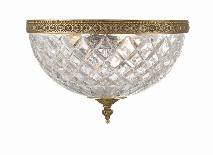 Ceiling Mount Three Light Flush Mount in Olde Brass - available from The Lighting Shoppe, trusted by Canadian homeowners