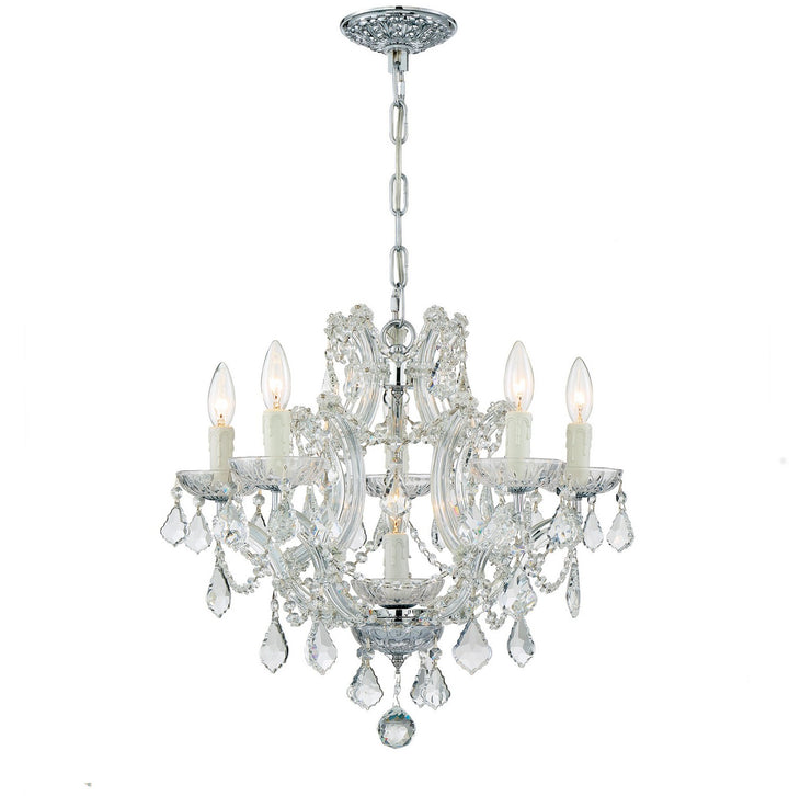 Maria Theresa Six Light Mini Chandelier in Polished Chrome - available from The Lighting Shoppe, trusted by Canadian homeowners