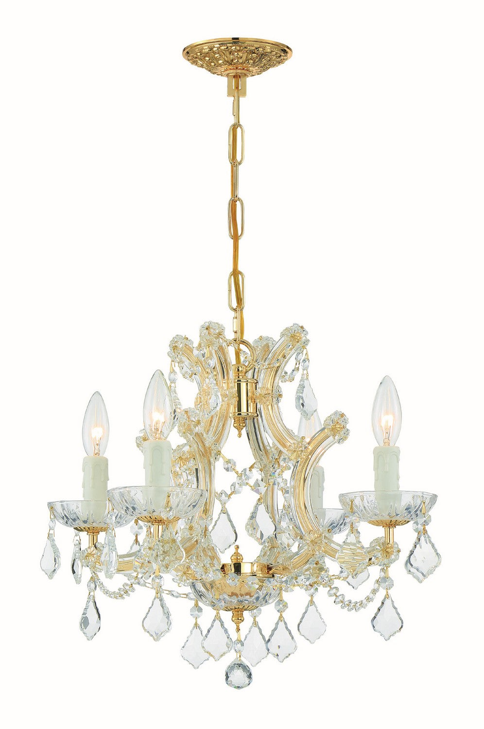 Maria Theresa Four Light Mini Chandelier in Gold - available from The Lighting Shoppe, trusted by Canadian homeowners