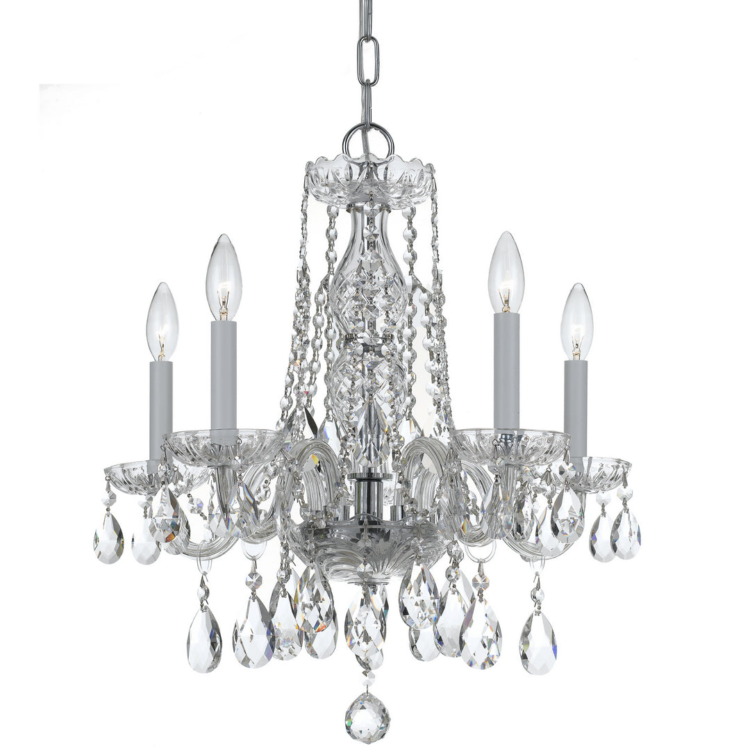 Traditional Crystal Five Light Mini Chandelier in Polished Chrome - available from The Lighting Shoppe, trusted by Canadian homeowners