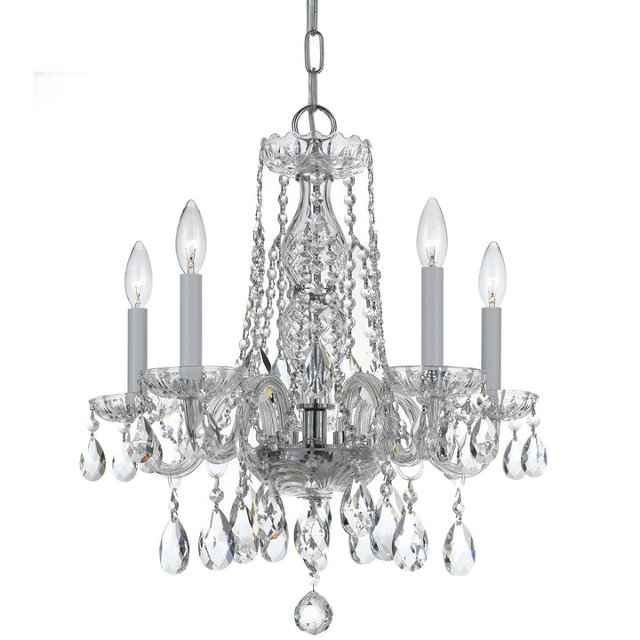 Traditional Crystal Five Light Mini Chandelier in Polished Chrome - available from The Lighting Shoppe, trusted by Canadian homeowners