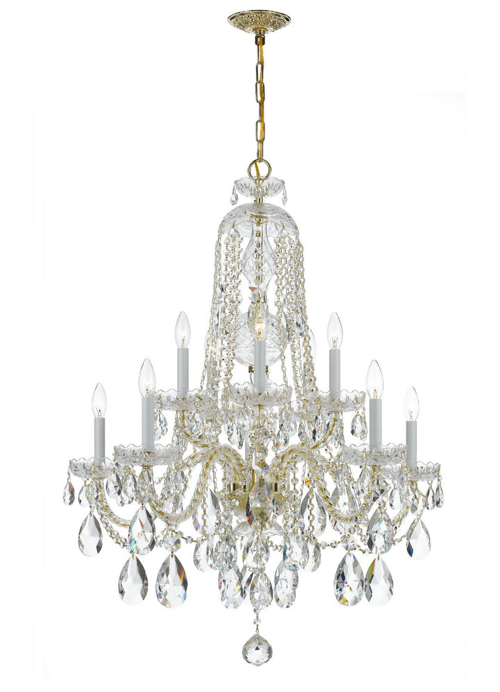 Traditional Crystal Ten Light Chandelier in Polished Brass - available from The Lighting Shoppe, trusted by Canadian homeowners