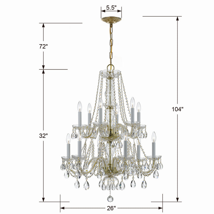 Crystorama - 1137-PB-CL-S - 12 Light Chandelier - Traditional Crystal - Polished Brass