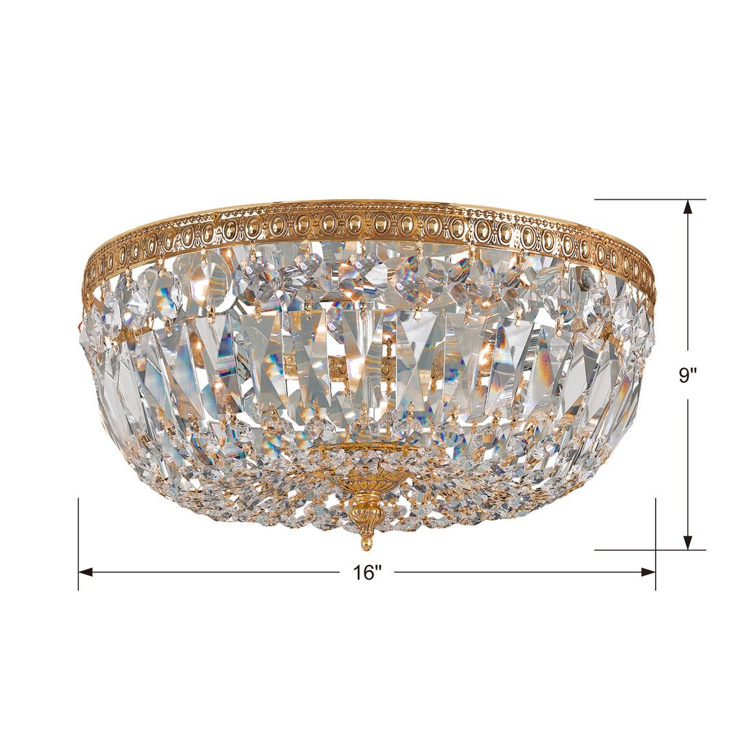 Crystorama - 716-OB-CL-SAQ - Three Light Flush Mount - Waltham - Olde Brass