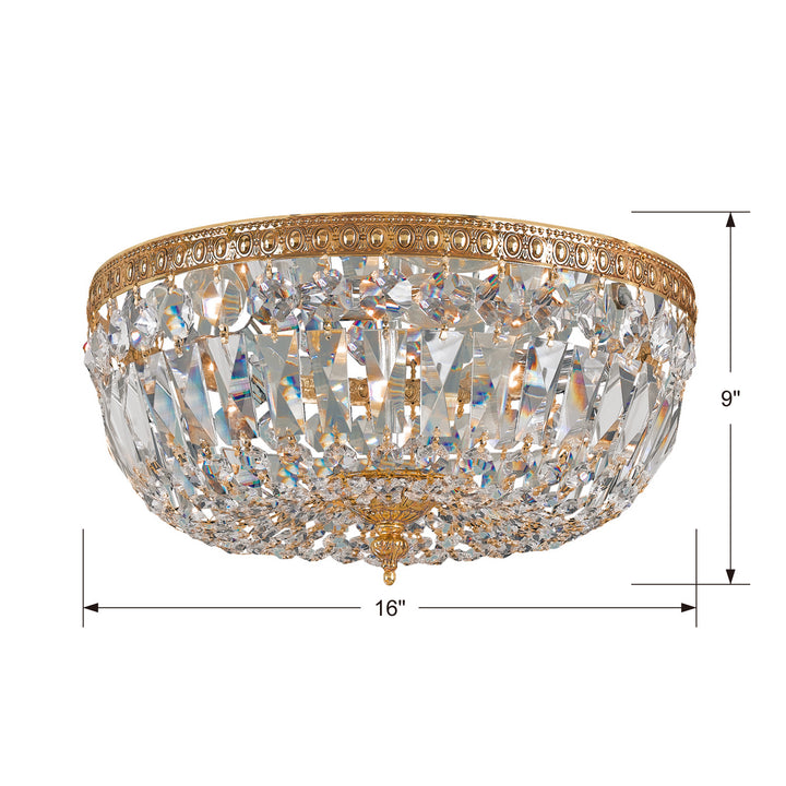 Crystorama - 716-OB-CL-SAQ - Three Light Flush Mount - Waltham - Olde Brass