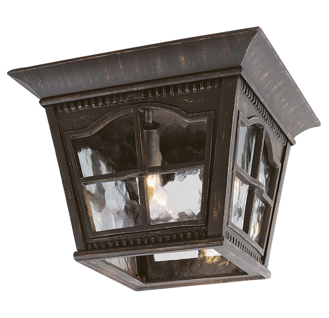 Briarwood Three Light Flushmount Lantern in Antique Rust - available from The Lighting Shoppe, trusted by Canadian homeowners