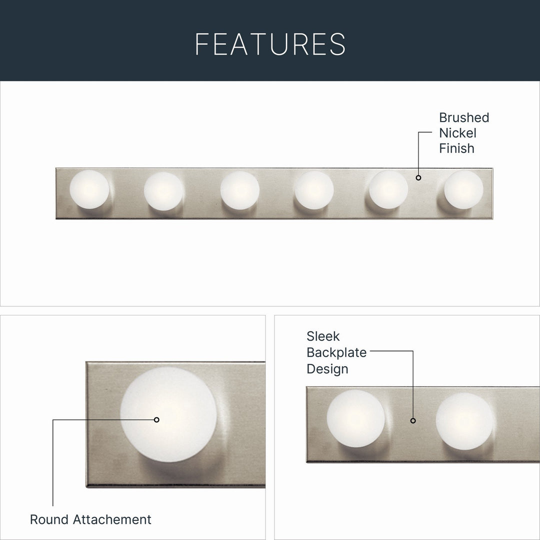 Kichler Canada - 628NI - Eight Light Linear Bath - Brushed Nickel