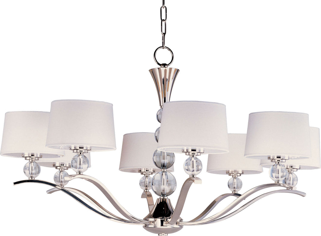 Rondo Eight Light Chandelier in Polished Nickel - available from The Lighting Shoppe, trusted by Canadian homeowners