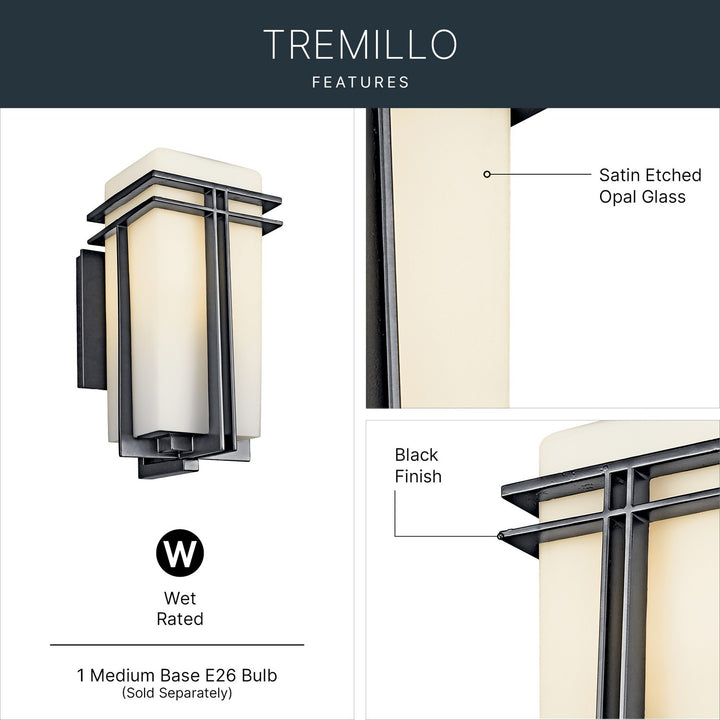 Kichler Canada - 49201BK - One Light Outdoor Wall Mount - Tremillo - Black