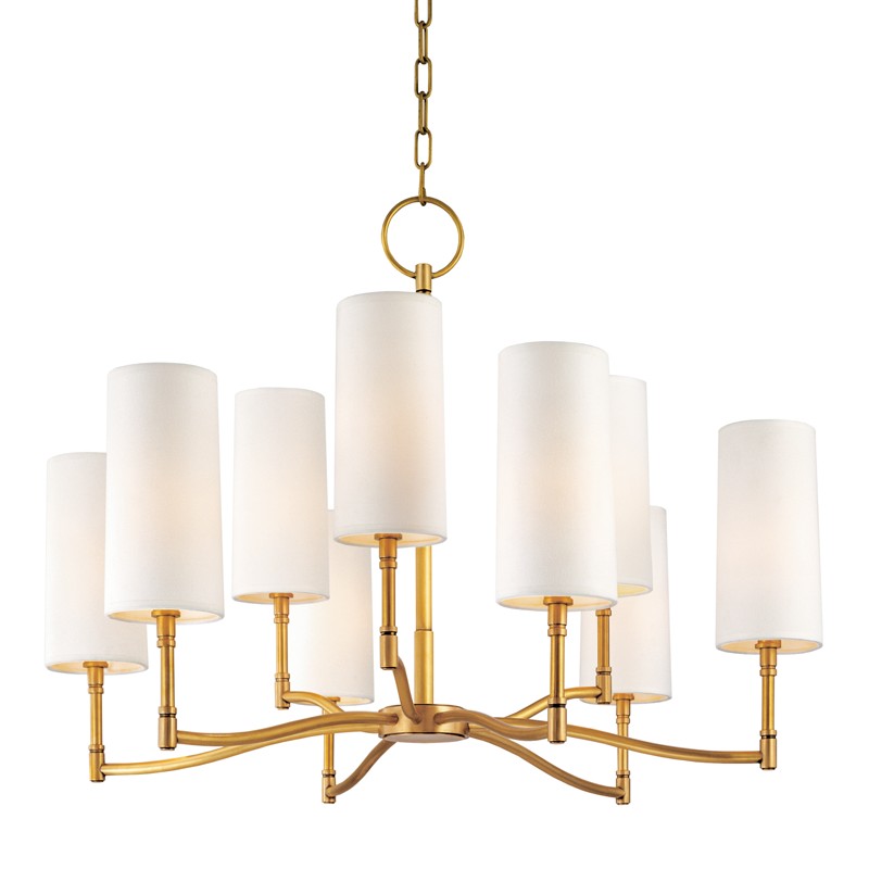 Dillon Nine Light Chandelier in Aged Brass - available from The Lighting Shoppe, trusted by Canadian homeowners