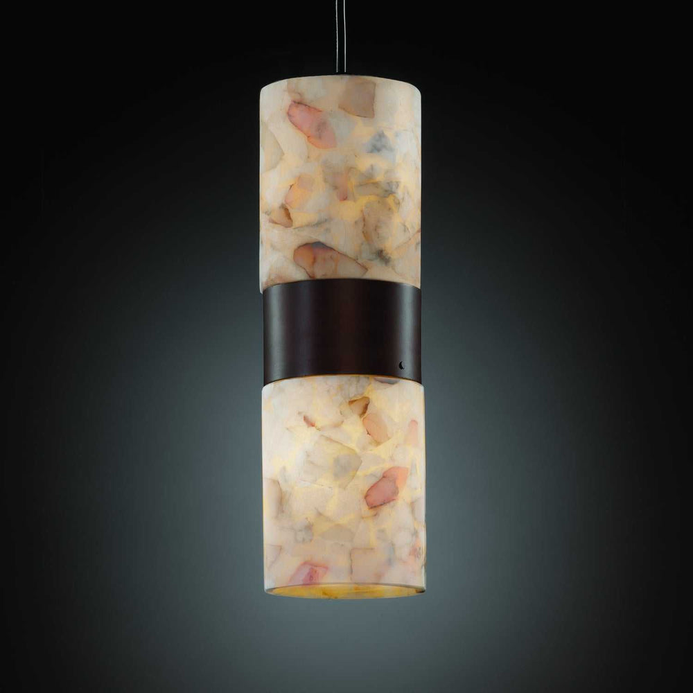 Alabaster Rocks Two Light Pendant in Dark Bronze Justice Designs