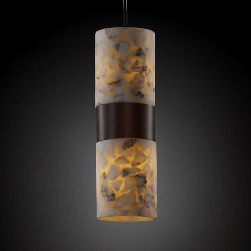 Alabaster Rocks Two Light Pendant in Dark Bronze Justice Designs