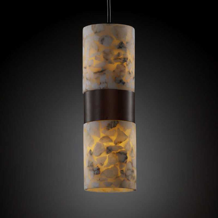 Alabaster Rocks Two Light Pendant in Dark Bronze Justice Designs