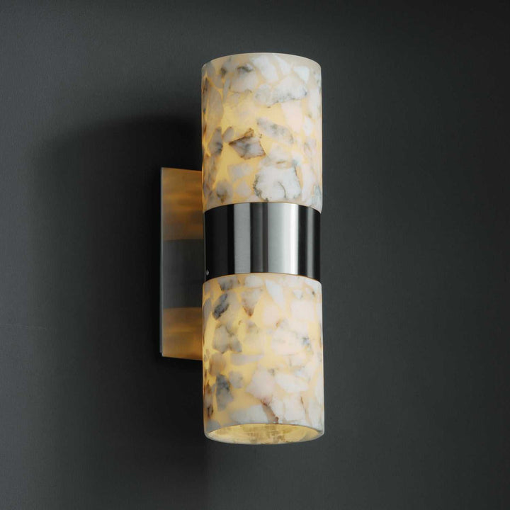 Alabaster Rocks Two Light Wall Sconce in Brushed Nickel Justice Designs