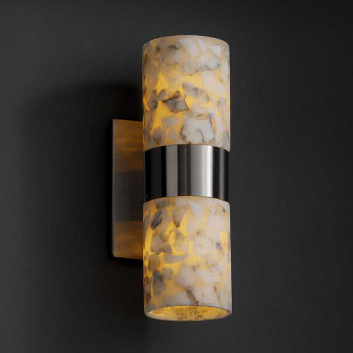 Alabaster Rocks Two Light Wall Sconce in Brushed Nickel Justice Designs