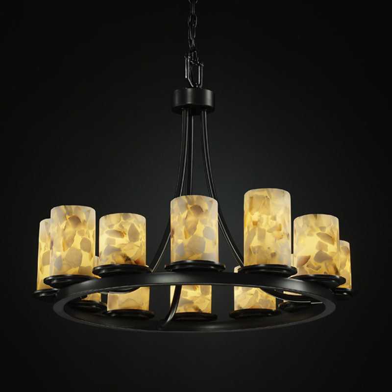 Alabaster Rocks 12 Light Chandelier in Matte Black Justice Designs