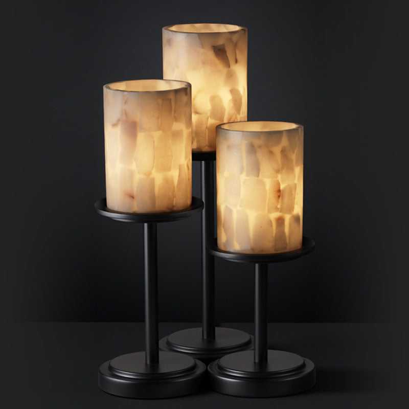 Alabaster Rocks Three Light Table Lamp in Matte Black Justice Designs