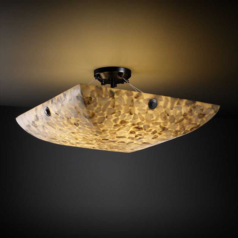 Alabaster Rocks Six Light Semi-Flush Mount in Matte Black Justice Designs