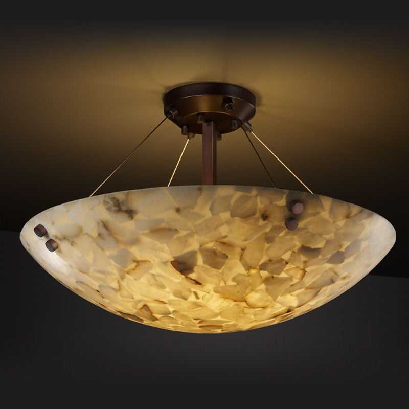 Alabaster Rocks Six Light Semi-Flush Mount in Dark Bronze Justice Designs