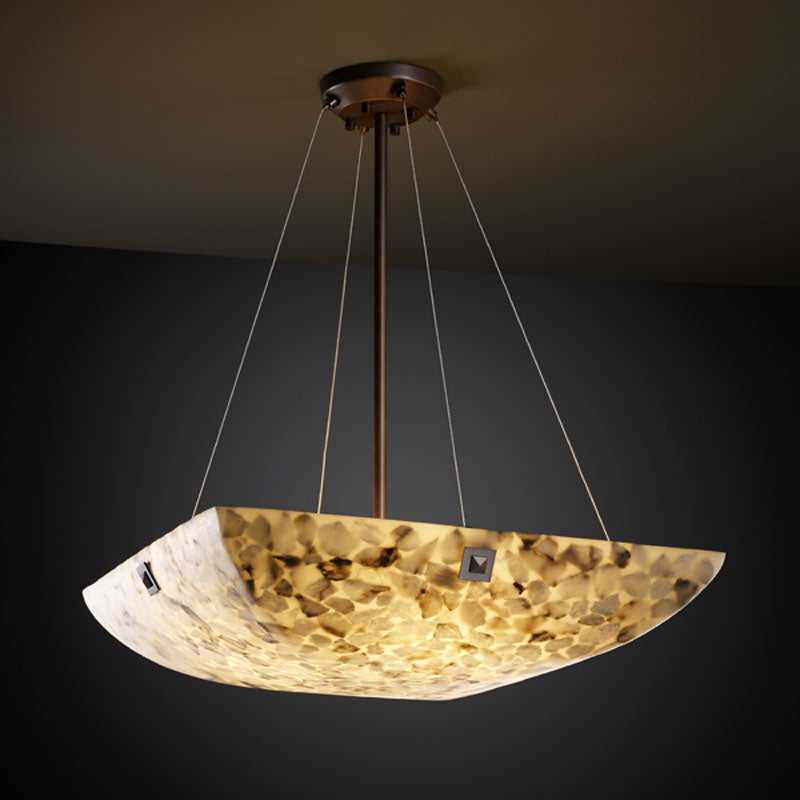 Alabaster Rocks Three Light Pendant in Dark Bronze Justice Designs