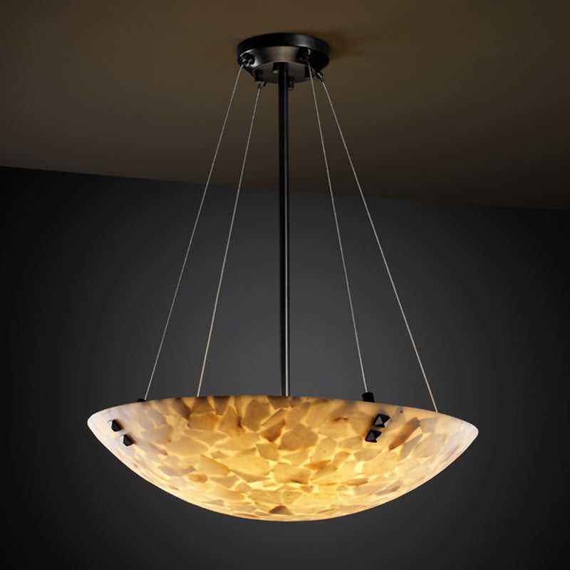 Alabaster Rocks Six Light Pendant in Matte Black Justice Designs