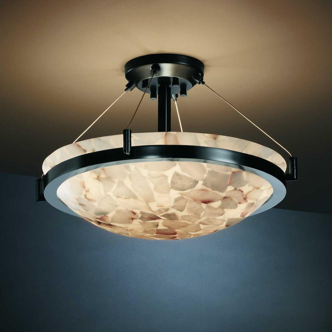 Alabaster Rocks Three Light Semi-Flush Mount in Matte Black Justice Designs