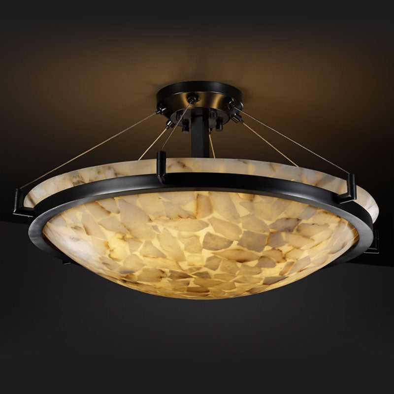 Alabaster Rocks Six Light Semi-Flush Mount in Matte Black Justice Designs