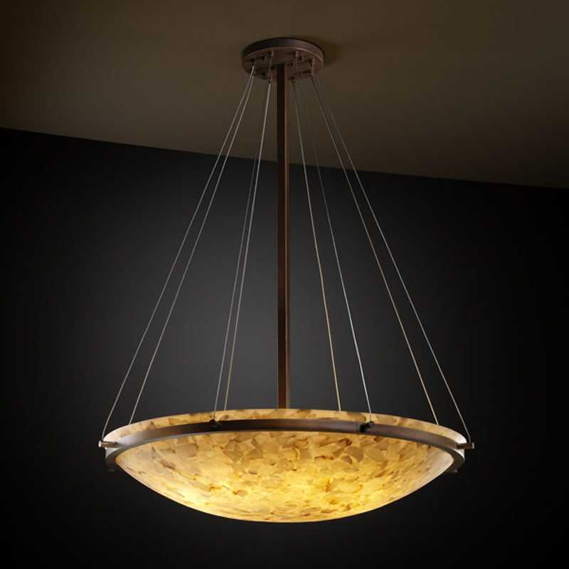 Alabaster Rocks Eight Light Pendant in Dark Bronze Justice Designs