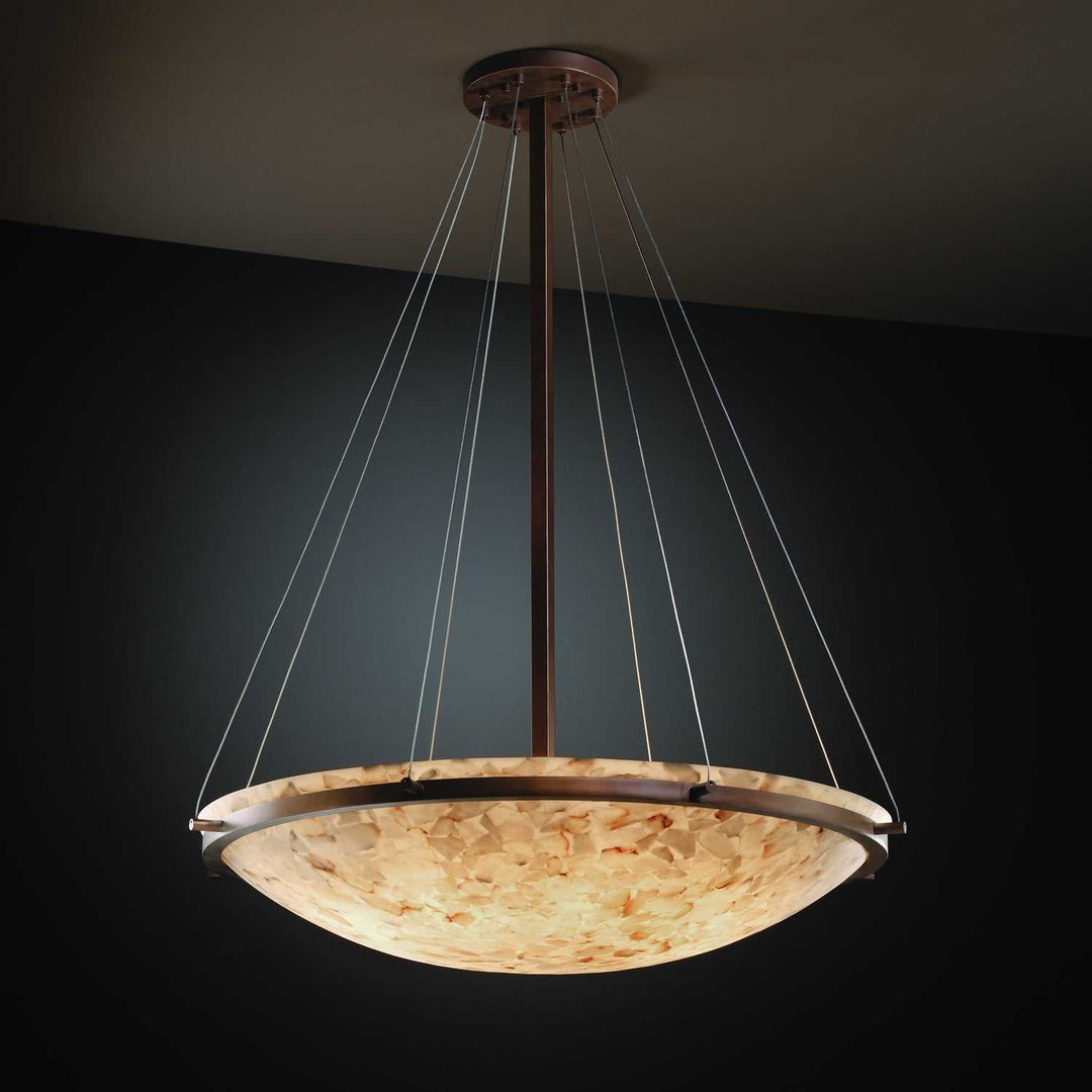 Alabaster Rocks Eight Light Pendant in Dark Bronze Justice Designs