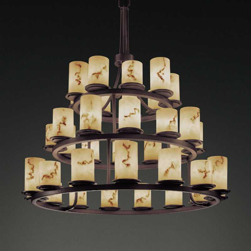 LumenAria 36 Light Chandelier in Dark Bronze Justice Designs