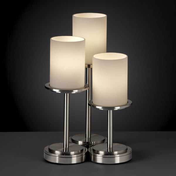 Fusion Three Light Table Lamp in Brushed Nickel Justice Designs