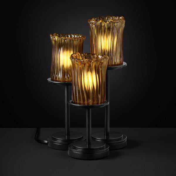 Veneto Luce Three Light Table Lamp in Matte Black Justice Designs