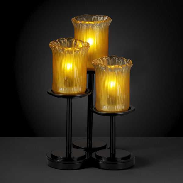 Veneto Luce Three Light Table Lamp in Matte Black Justice Designs