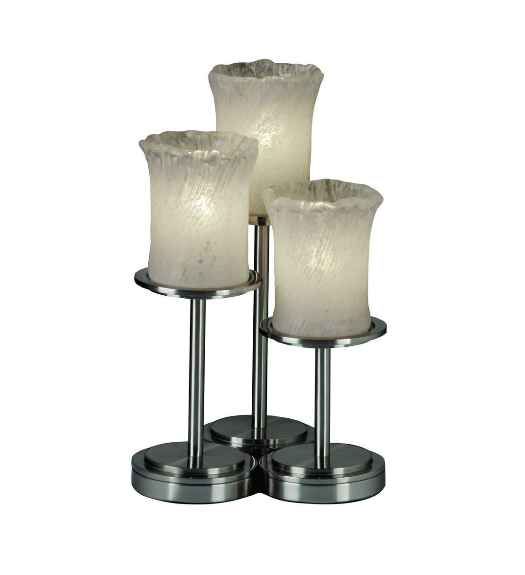 Veneto Luce Three Light Table Lamp in Brushed Nickel Justice Designs
