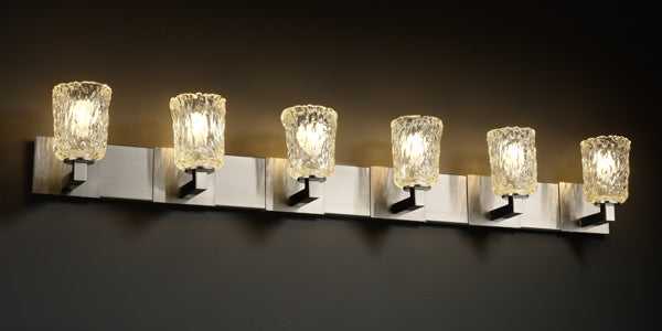 Veneto Luce Six Light Bath Bar in Brushed Nickel Justice Designs
