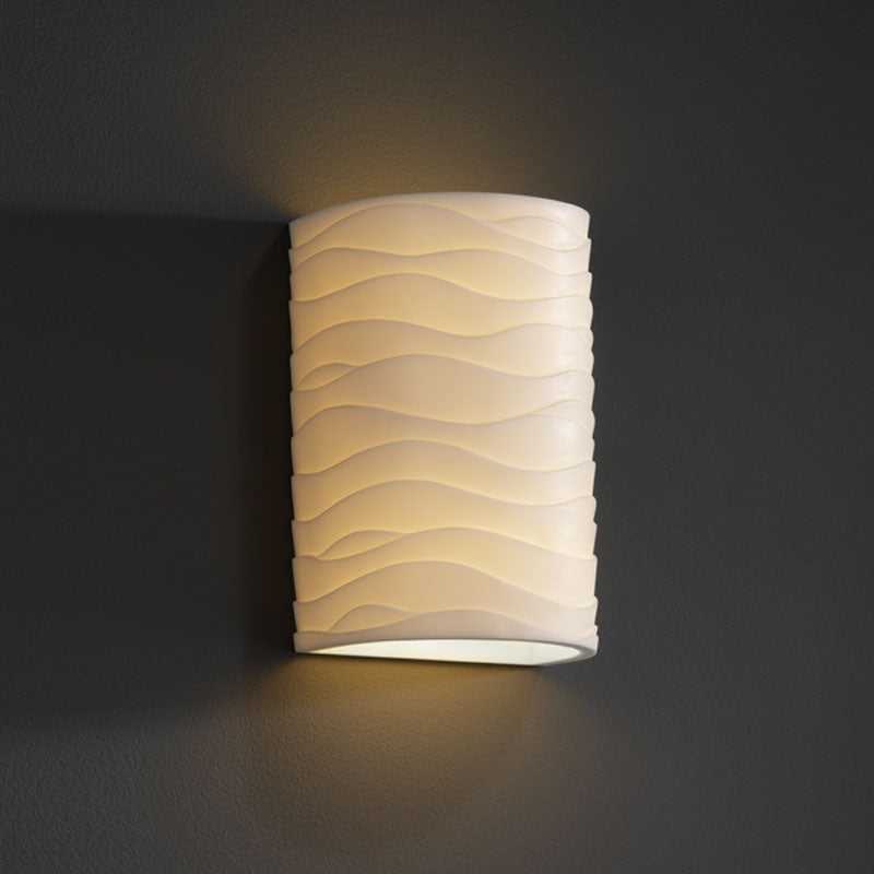 Porcelina One Light Outdoor Wall Sconce in Faux Porcelain Resin Justice Designs