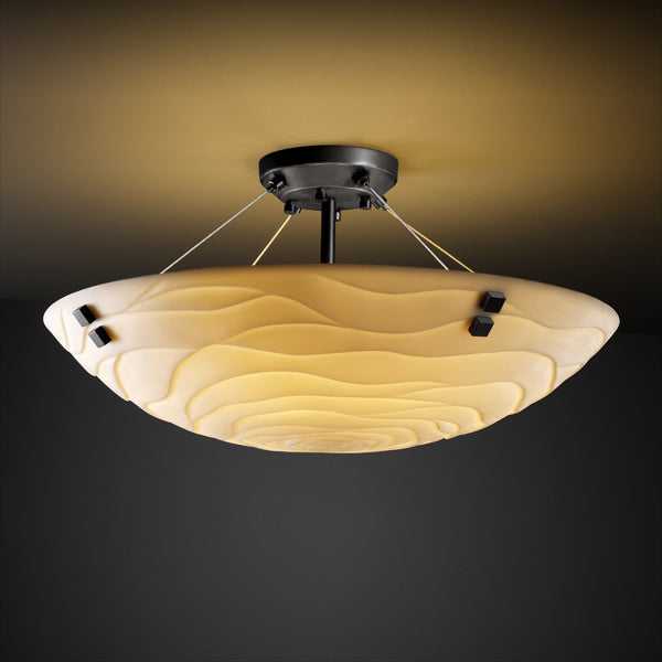 Porcelina Three Light Semi-Flush Mount in Matte Black Justice Designs