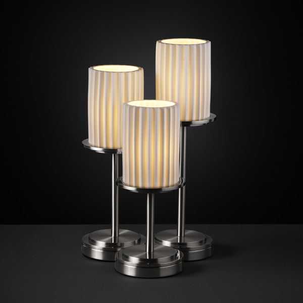 Limoges Three Light Table Lamp in Brushed Nickel Justice Designs